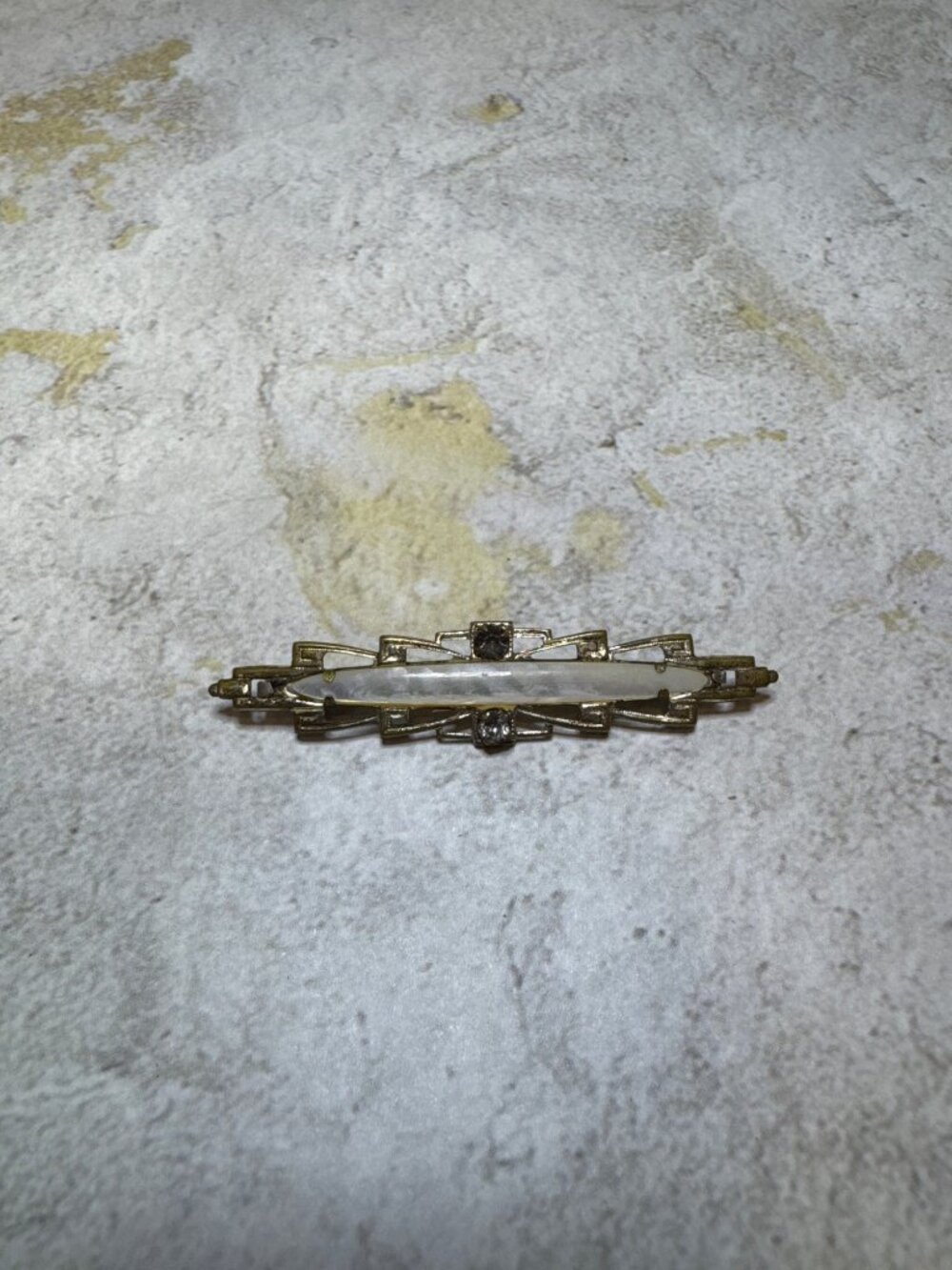 Antique Art Deco Mop Bar Pin Brooch Edwardian Mother of Pearl